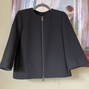 PESERICO Sz 42 Jacket Blazer Black 3/4 Sleeve Zip EXCELLENT